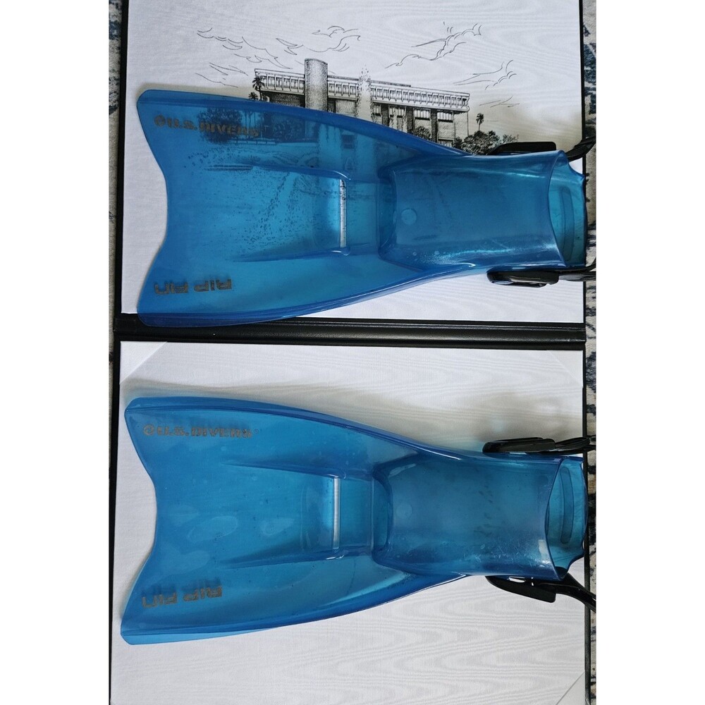 U.S. Divers Flip Fin Swim Diving Fins Blue L/XL Adjustable Strap Snorkeling
